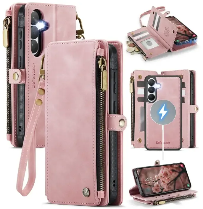 Defencase for Galaxy S26 Magnetic Wallet Case Compatible with Magsafe with RFID Blocking Zipper & Card Holder for Women Men, PU Leather Detachable Phone Case for Samsung Galaxy S26 6.3 inch